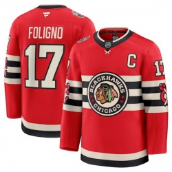 Men Chicago Blackhawks 17 Nick Foligno Red 2024 25 Winter Classic Stitched Hockey Jersey