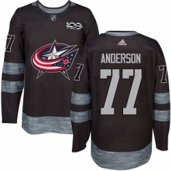 Mens Adidas Columbus Blue Jackets 77 Josh Anderson Premier Black 1917 2017 100th Anniversary NHL Jersey 