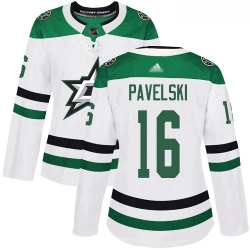 Stars #16 Joe Pavelski White Road Authentic Women Stitched Hockey Jersey