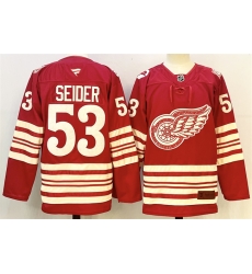 Men Detroit Red Wings 53 Moritz Seider Red 2025 26 Centennial Premium Stitched Hockey Jersey Men Detroit Red Wings 53 Moritz Seider Red 2025 26 Centennial Premium Stitched Hockey Jersey