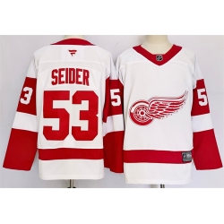 Men Detroit Red Wings 53 Moritz Seider White 2024 25 Stitched Jersey