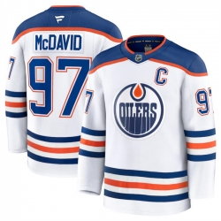 Men Edmonton Oilers 97 Connor McDavid White 2024 25 Away Stitched Hockey Jersey