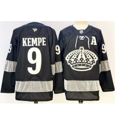 Men Los Angeles Kings 9 Adrian Kempe Black With A Patch Alternate Stitched Hockey Jersey