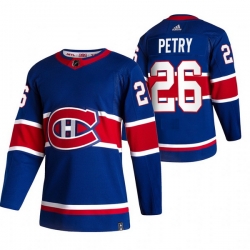 Men Montreal Canadiens 26 Jeff Petry Blue Adidas 2020 21 Reverse Retro Alternate NHL Jersey