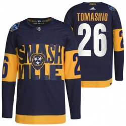 Men Nashville Predators 26 Philip Tomasino 2022 Navy Stadium Series Breakaway Player Stitched Jersey