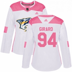 Womens Adidas Nashville Predators 94 Samuel Girard Authentic WhitePink Fashion NHL Jersey 