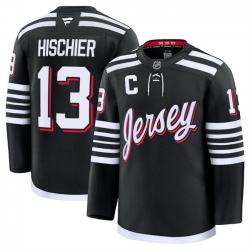 Men New Jersey Devils 13 Nico Hischier Black 2024 25 Alternate Stitched Hockey Jersey