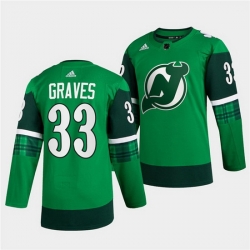 Men New jerseyy Devils 33 Ryan Graves Green Warm Up St Patricks Day Stitched jersey