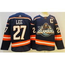 Men's New York Islanders #27 Anders Lee 2022 Navy Reverse Retro 2.0 Stitched Jersey