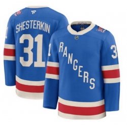 Men New York Rangers 31 Igor Shesterkin Blue Centennial Stitched Hockey Jersey Men New York Rangers 31 Igor Shesterkin Blue Centennial Stitched Hockey Jersey