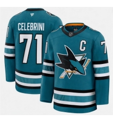 Men San Jose Sharks Macklin Celebrini #71  With C Patch Stitched Hockey Jersey