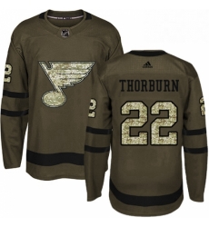 Mens Adidas St Louis Blues 22 Chris Thorburn Authentic Green Salute to Service NHL Jersey 