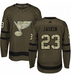 Mens Adidas St Louis Blues 23 Dmitrij Jaskin Authentic Green Salute to Service NHL Jersey 