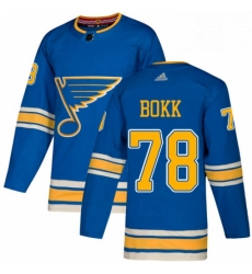 Mens Adidas St Louis Blues 78 Dominik Bokk Authentic Navy Blue Alternate NHL Jersey 