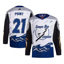 Men Tampa Bay Lightning 21 Brayden Point White 2022 23 Reverse Retro Stitched Jersey