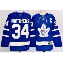 Men Toronto Maple Leafs 34 Auston Matthews Blue 2024 25 Stitched Jersey