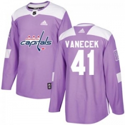 Men Washington Capitals 41 Vitek Vanecek Adidas Authentic Fights Cancer Practice Jersey   Purple