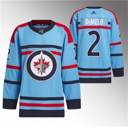 Men Winnipeg Jets 2 Dylan DeMelo Light Blue Anniversary Primegreen Stitched Jersey