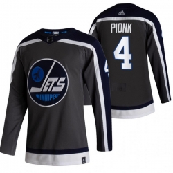 Men Winnipeg Jets 4 Neal Pionk Black Adidas 2020 21 Reverse Retro Alternate NHL Jersey