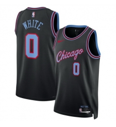 Men Chicago Bulls 0 Coby White Black 2025 26 City Edition Stitched Basketball Jersey Men Chicago Bulls 0 Coby White Black 2025 26 City Edition Stitched Basketball Jersey