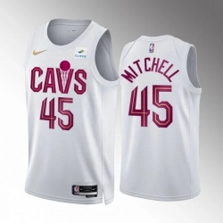 Men Cleveland Cavaliers 45 Donovan Mitchell White Stitched Jersey