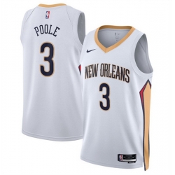 Men New Orleans Pelicans 3 Jordan Poole White 2025 Association Edition Stitched Basketball Jersey Men New Orleans Pelicans 3 Jordan Poole White 2025 Association Edition Stitched Basketball Jersey