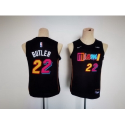 Youth Miami Heat 22 Jimmy Butler Black City Edition Swingman Stitched Jersey