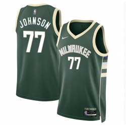 Men Milwaukee Bucks 77 AJ Johnson Green 2024 Draft Icon Edition Stitched Basketball Jersey