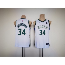 Youth Milwaukee Bucks 34 Giannis Antetokounmpo White Stitched Basketball Jersey