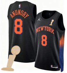 Men New Yok Knicks 8 OG Anunoby Black 2026 Champions Patch City Edition Stitched Basketball Jersey Men New Yok Knicks 8 OG Anunoby Black 2026 Champions Patch City Edition Stitched Basketball Jersey