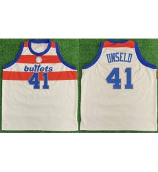 Men Washington Bullets  41 Wes Unseld White Stitched Basketball Jersey