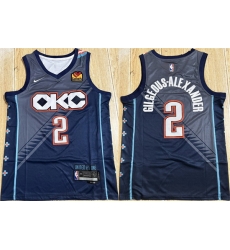 Men Oklahoma City Thunder 2 Shai Gilgeous Alexander Navy Stitched Basketball Jersey Men Oklahoma City Thunder 2 Shai Gilgeous Alexander Navy Stitched Basketball Jersey