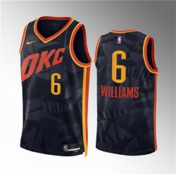 Men Oklahoma City Thunder 6 Jaylin Williams Black 2023 24 City Edition Stitched Basketball Jersey