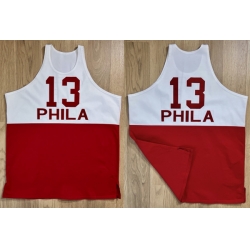Men Philadelphia 76ers  13 Wilt Chamberlain White Red Stitched Basketball Jersey