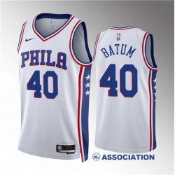 Men Philadelphia 76ers 40 Nicolas Batum White Association Edition Stitched Jersey