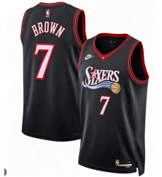 Men Philadelphia 76ers Jaylen Brown #7 Black Edition Stitched Stitched Jersey Men Philadelphia 76ers Jaylen Brown #7 Black Edition Stitched Stitched Jersey