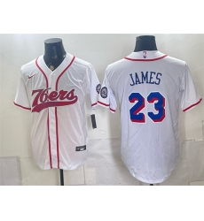 Men Philadelphia 76ers  LeBron James White Cool Base Stitched Baseball Jersey