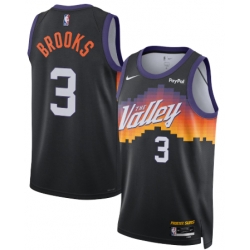 Men Jordan Brand Black Phoenix Suns Dillon Brooks #3 Swingman Badge Jersey City Edition