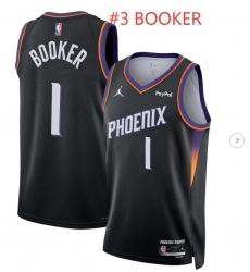 Men Jordan Brand Devin Booker Black Phoenix Suns #3 Swingman Badge Jersey Statement Edition