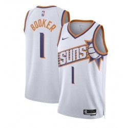 Men Phoenix Suns 1 Devin Booker White Association Edition Stitched Basketball Jersey