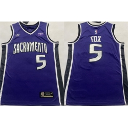 Men Sacramento Kings 5 De 27Aaron Fox Purple Stitched Basketball Jersey