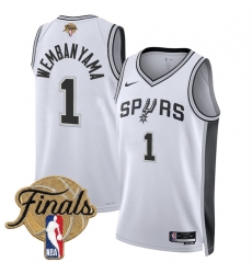 Men San Antonio Spurs  1 Victor Wembanyama White 2026 Finals Patch Association Edition Stitched Basketball Jersey