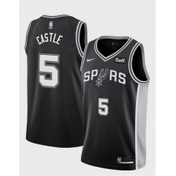 Men San Antonio Spurs 5 Stephon Castle Black 2024 Draft Icon Edition Stitched Basketball Jersey