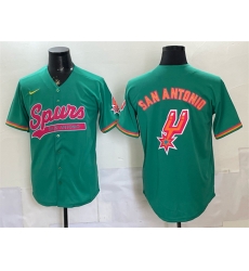 Men San Antonio Spurs Team Big Logo Teal Stitched Baseball Jersey