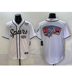 Men San Antonio Spurs Team Big Logo White USA 250 Patch Stitched Baseball Jersey Men San Antonio Spurs Team Big Logo White USA 250 Patch Stitched Baseball Jersey