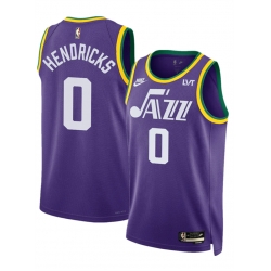 Men Utah Jazz 0 Taylor Hendricks Purple 2023 Classic Edition Stitched Basketball Jersey