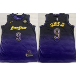 Men Los Angeles Lakers 9 Bronny James Purple 2024 25 City Edition Stitched Basketball Jersey