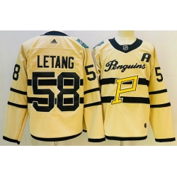 Men Pittsburgh Penguins 58 Kris Letang White 2022 23 Reverse Retro Stitched NHL Jersey