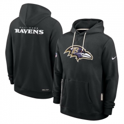 Men Baltimore Ravens Black Sideline Standard Issue Initial Home Dri FIT Pullover Hoodie