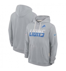 Men Detroit Lions Gray Sideline Standard Issue Top Prospect Dri FIT Hoodie